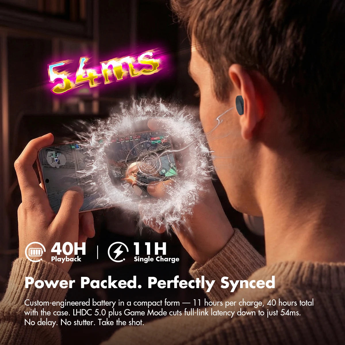 ROSESELSA Ceramics Ultra Wireless Earbuds 50dB Hybrid ANC HiFi Earphones LHDC LDAC 4Mic AI Noise Reduction 40H Battery