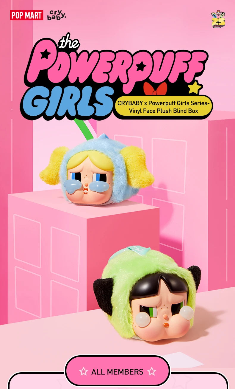 POP MART CRYBABY x Powerpuff Girls Series - Vinyl Face Plush Blind Box 1PC/6PCS Mystery Box