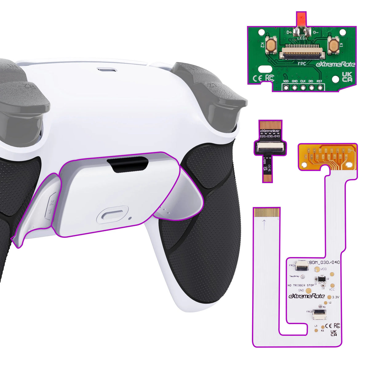eXtremeRate Back Paddles Programable RISE V3 Remap Kit for ps5 Controller BDM-030/040/050, Upgrade Board Back Shell Back Button