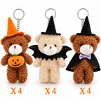 Halloween Plush Bear Small Stuffed Bear Bulks with Witch Hats, Pumpkin for Halloween Party Favor Gifts Goodie Bag Filler Rewards