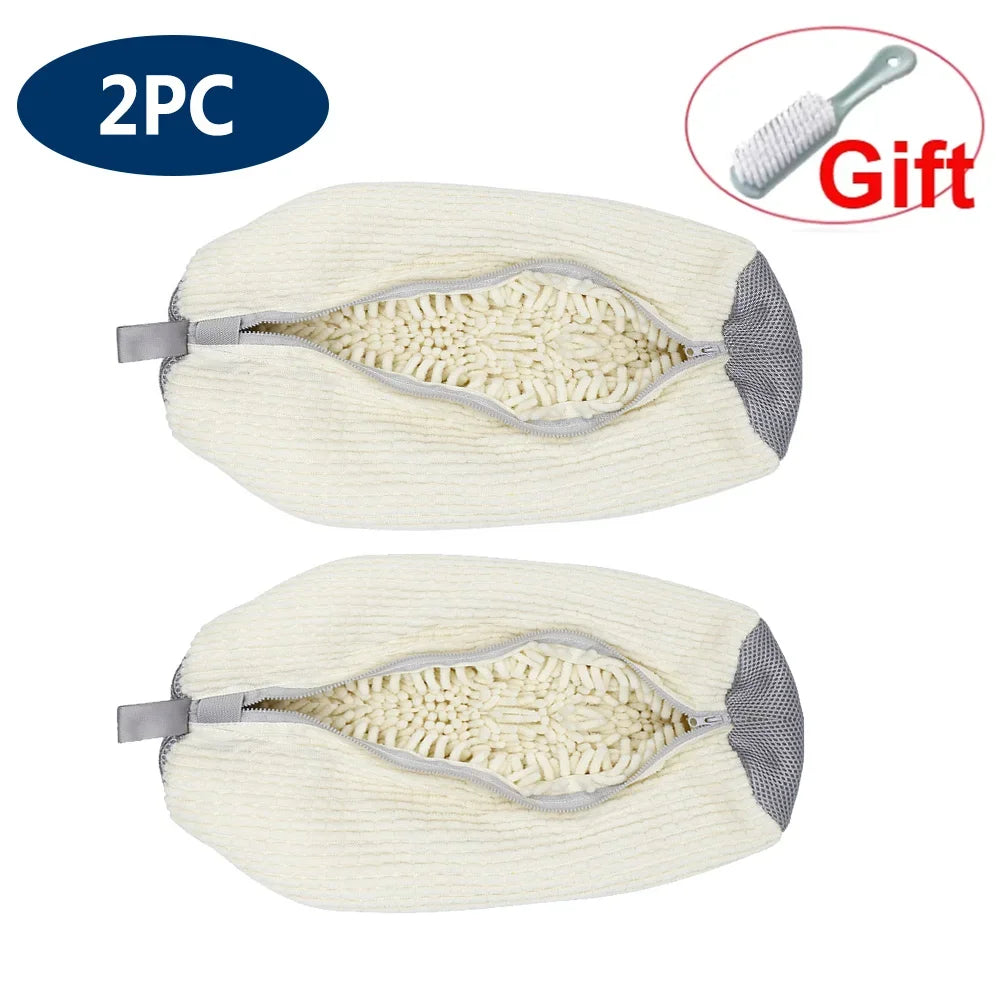 Shoes Washing Bag Laundry Bag Padded Shoe Protector Fluffy Fiber Polyester Laundry Wash Bag Machine Washable Organizer
