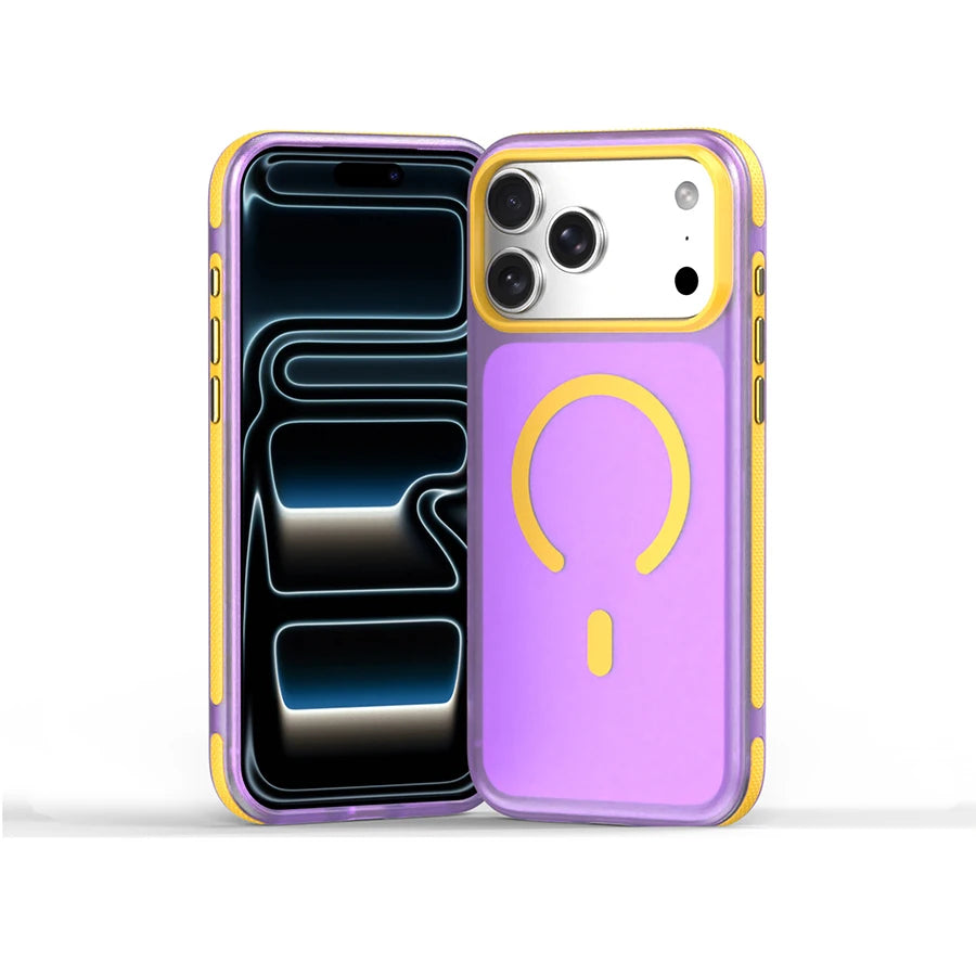 Dopamine Color Block Magnetic Phone Case for iPhone 18/17 Pro Max,16 Pro, 15 14, 13 Translucent Matte Full-Coverage Shockproof Cover with Raised Camera Protection, Compatible with MagSafe Wireless Charging
