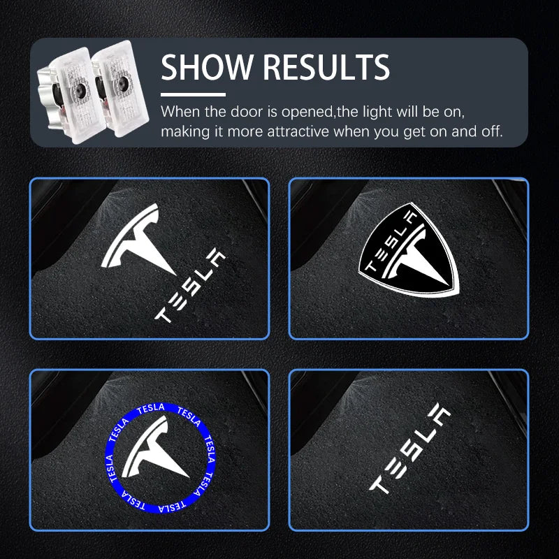 Tesla 2pcs Car HD Projector Lamp LED Door Welcome Light For Tesla Model S Model Y Model 3 Model X