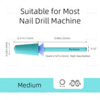 HYTOOS Safety Carbide Nail Drill Bits Green Coating Dome Tapered Bit for Gel Polish Removal Pro Manicure Drills AccessoriesTool