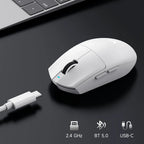 MCHOSE G3 V2 Wireless Gaming Mouse PAW 3395 Sensor Tri-mode 800mAh All-Around Grip Omron Mechanical Switches TTC Silver Wheel