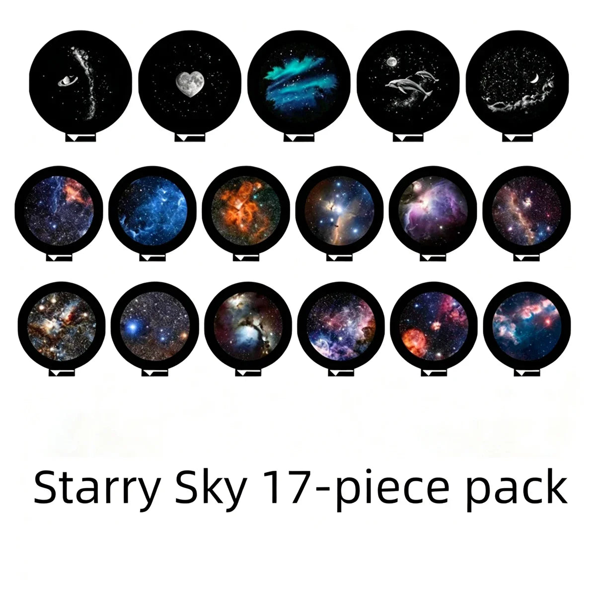 Car Starry Sky Projector Lamp USB Powered Galaxy Night Light With 17‑12 Galaxy Film Flexible Neck Auto Ceiling Romantic Lighting