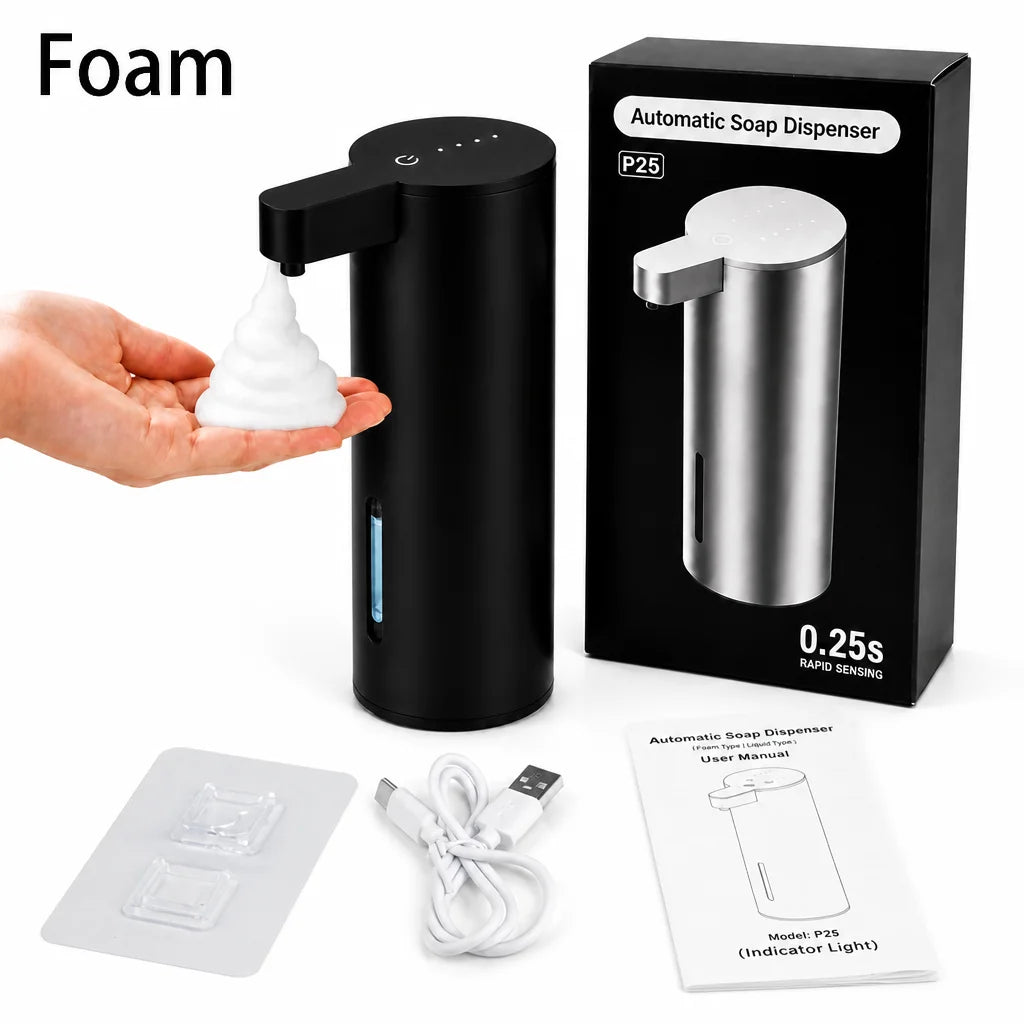 Automatic Soap Dispenser Stainless Touchless Rechargeable Hand Sanitizer Shampoo Detergent Dispenser for Kitchen Bathroom Toilet