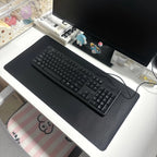 1 piece large size waterproof faux leather table mat - non-slip, solid color office mousepad and keyboard protection mat