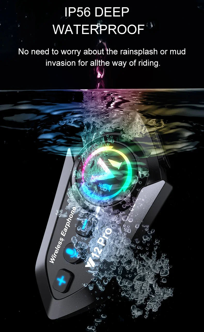 Y20 Pro Motorcycle Helmet Headset Bluetooth 500M Intercom FM Radio Hands-free Call Waterproof Mixing Music Sharing Interphone