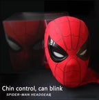 2026 Popular Breathable Spider Man Headset with Chin Operable Blink Touch Glowing Mask Miles Halloween Cosplay Boys Headgear Toy