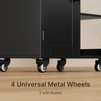 Kitchen Island Cart with Thickened Wooden Countertop, Rolling Cabinet with Drawers & Shelves for Dining Room, Black, Customized