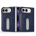 For Magsafe For iPhone Duo Case Luxury Matte Leather Magnetic Rotating Ring Holder Shockproof Protection Back Cover Accessories