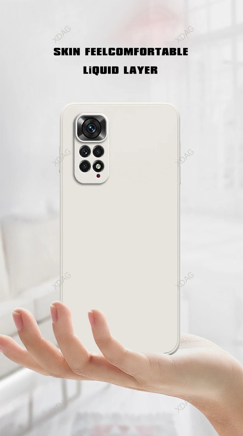 Basic Phone Case for Xiaomi Redmi Note 11 Global Market 4G 6.43" Soft Liquid Silicone Square Classic Lens Protection Back Covers