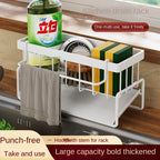 Kitchen stainless steel shelf, sponge drain rack, sink drainage rack, dishwashing supplies, dishcloth storage, drainage rack