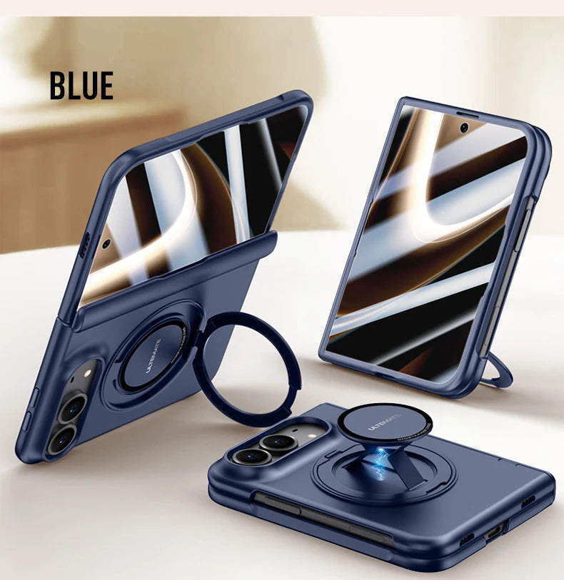 MagSafe Metal 360 Rotating Holder Case With Glass Screen Protector For iPhone