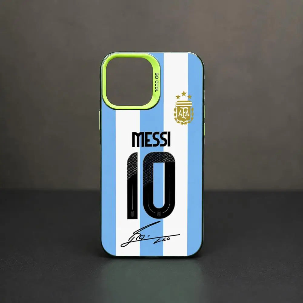 Messi Number 10 Gradient Silver Shockproof Phone Case For iPhone 11 To 17