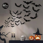 DIY Halloween Bat Decoration 3D PVC Bat Wall Sticker Black Bat Wallpaper Halloween Real Horror Prop