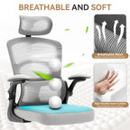 Ergonomic High-Back Mesh Chair Adjustable Headrest Lumbar Support 360° Swivel Rolling Computer Gaming Chairs for Home Office