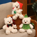 Cute Christmas Bear Plush Toy Christmas Dress Up Teddy Bear Scarf Hat Dress Up Comfort Doll Xmas Birthday Gifts