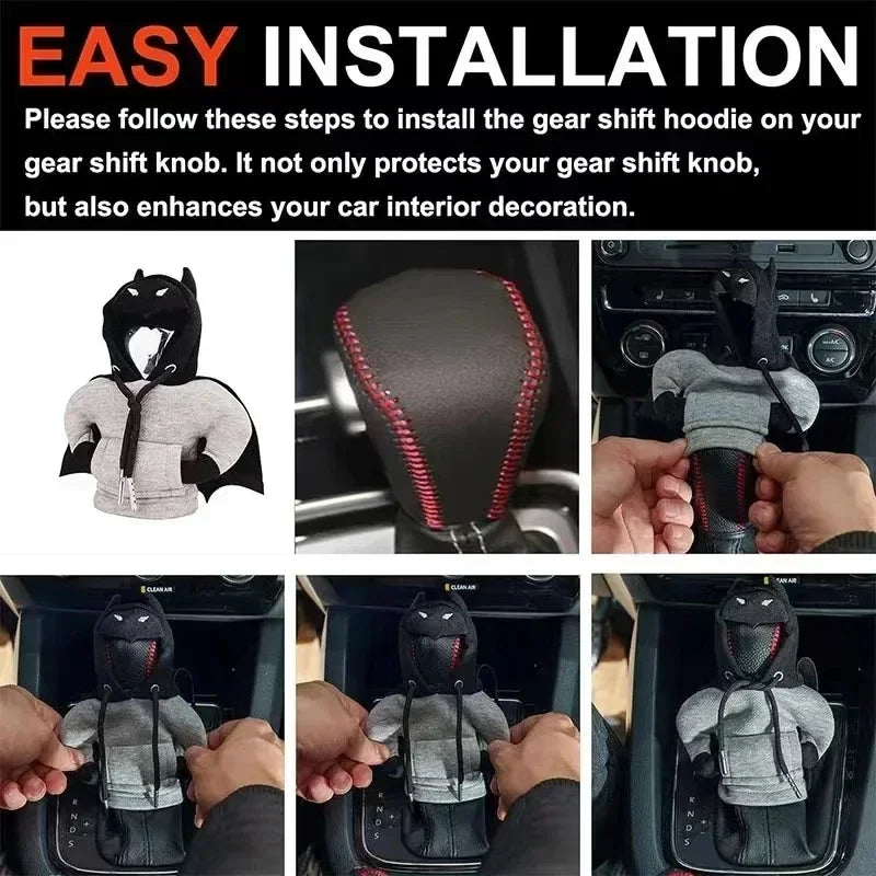 Bat Hoodie Gear Shift Lever Cover – Plush