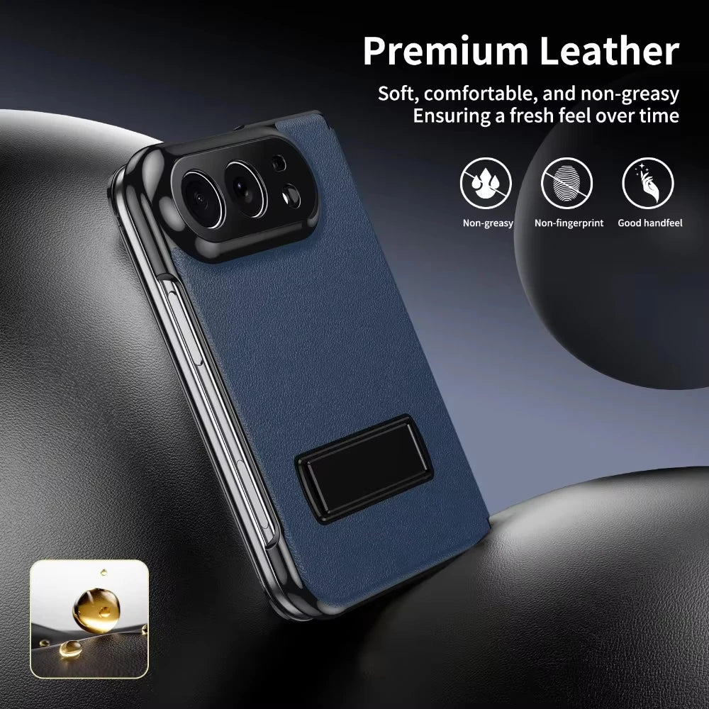 Luxury Leather Magnetic Alloy Bracket Phone Case For iPhone Duo 18 Fold Anti-Drop Shockproof Protective Cover 2 sold byBaiYiS Di