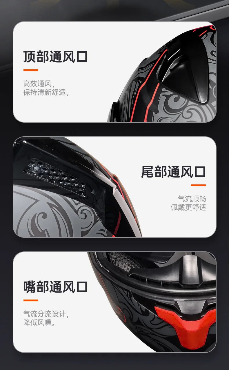 ORZ Personalised Motorcycle Full Face Helmet Men Women Fashion Dual Lens Helmets Motocross Racing Modular Flip Up Casco Moto