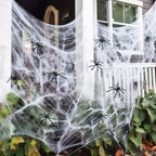 1 Set, 60 Soft Spider Webs Halloween Decorations Bonus With 10 Fake Spiders, Super Stretch Cobwebs For Halloween Indoor Outdoor