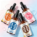 JUINHOU 4pcs Vitamin C + Retinol +Sakura + Hyaluronic Acid Serum Brightening & Hydration Combo Supple Skin For All Skin Type