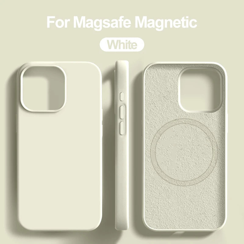 Luxury For Magsafe Wireless Charge Case For Apple iPhone 15 14 13 11 16 17 Pro Max 17 Air Plus Liquid Silicone Shockproof Cover