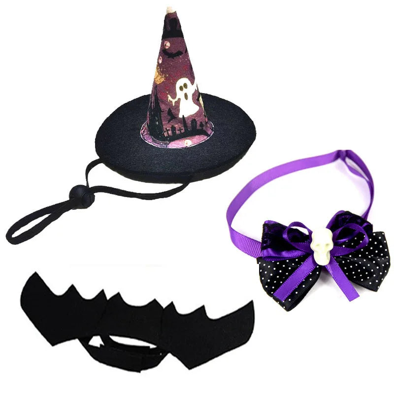 Halloween Pet Costume Set Cute Cat Cosplay Outfit Halloween Party Pet Dog Dress‑up Accessories Kitten Transformation Clothes