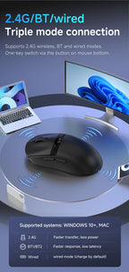 Ajazz AJ139 V2 MC Wireless Gaming Mouse Magnetic Charging Base with Anti Slip Adhesive PAW3311 Sensor Tir Mode Office Mouse