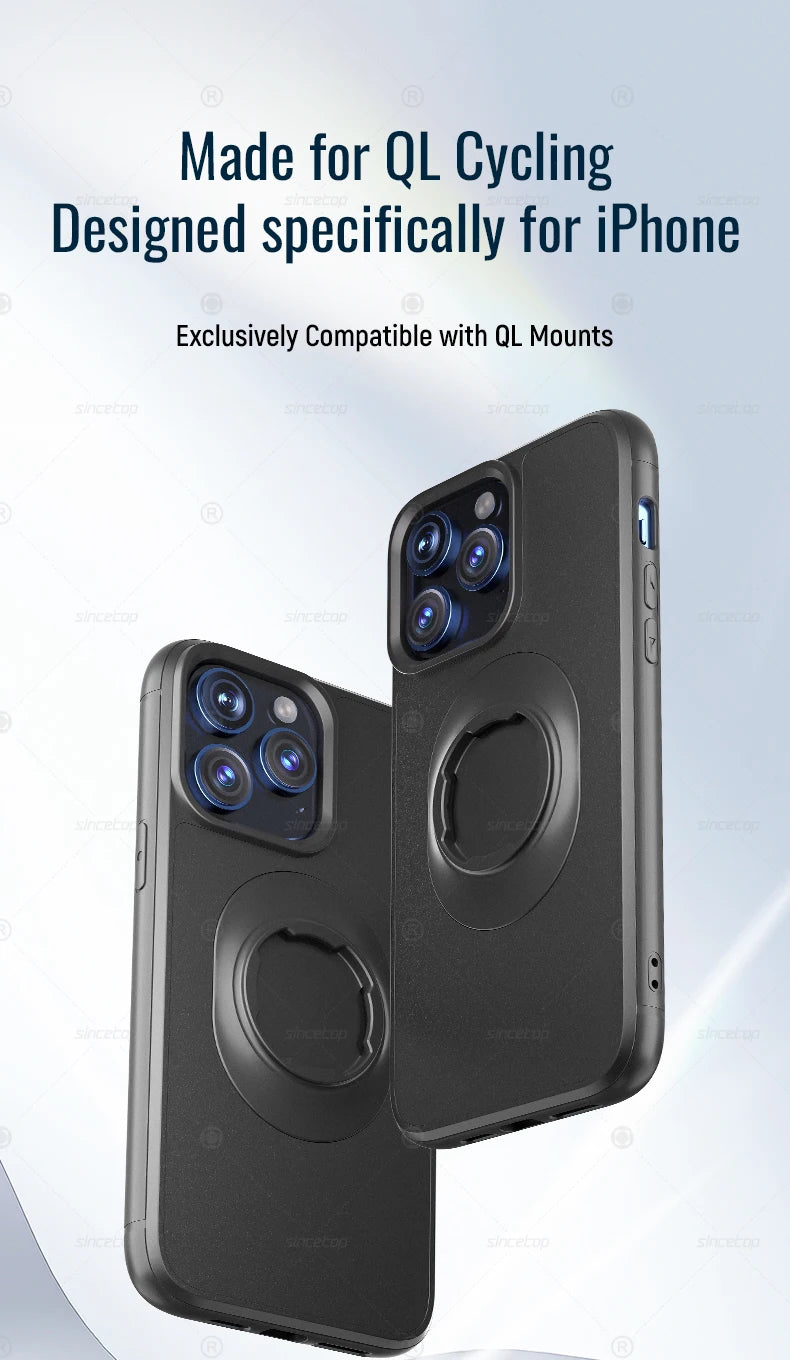 Shockproof Case for iPhone 17/16/15/14/13/12/11 Pro/X Max/XR Mini Lock-in Design Cover Fit Quad-style Bike/Moto Mount