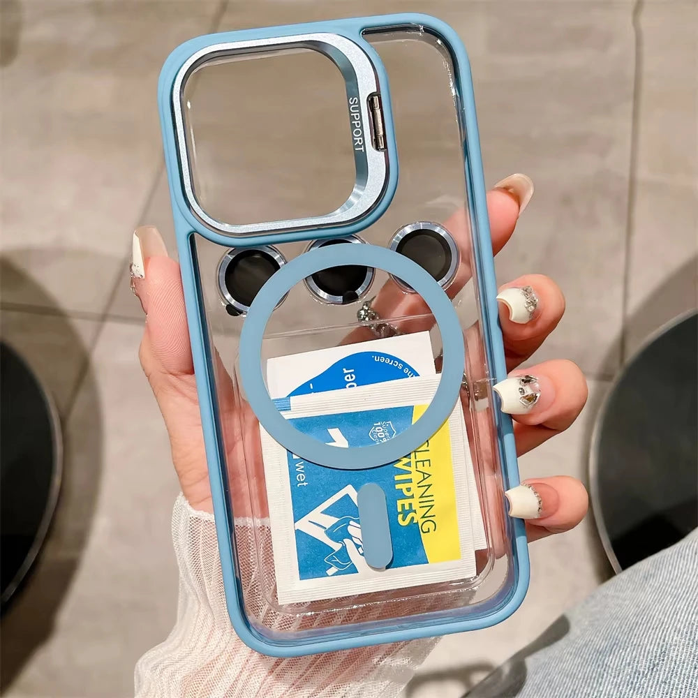 Magnetic Stand MagSafe Shockproof Lens Protection Case for iPhone 12 to 18
