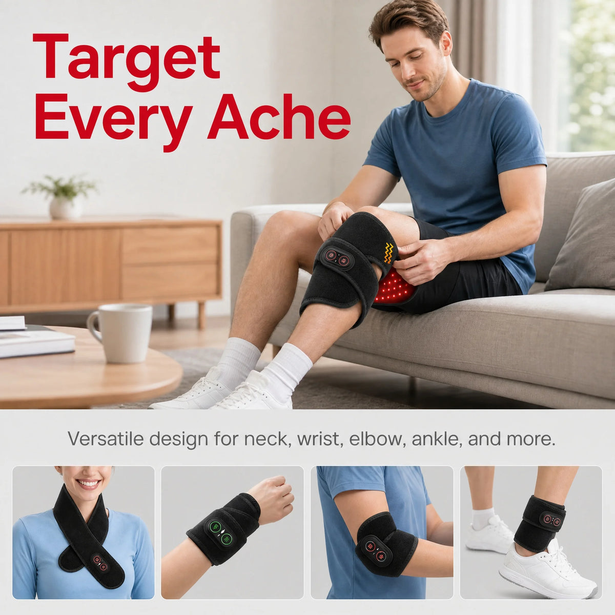 Electric 660-850nm Red Light Heating Neck Belt Neck Pain Relief Anti-fatigue Neck Vibration Massage Pad