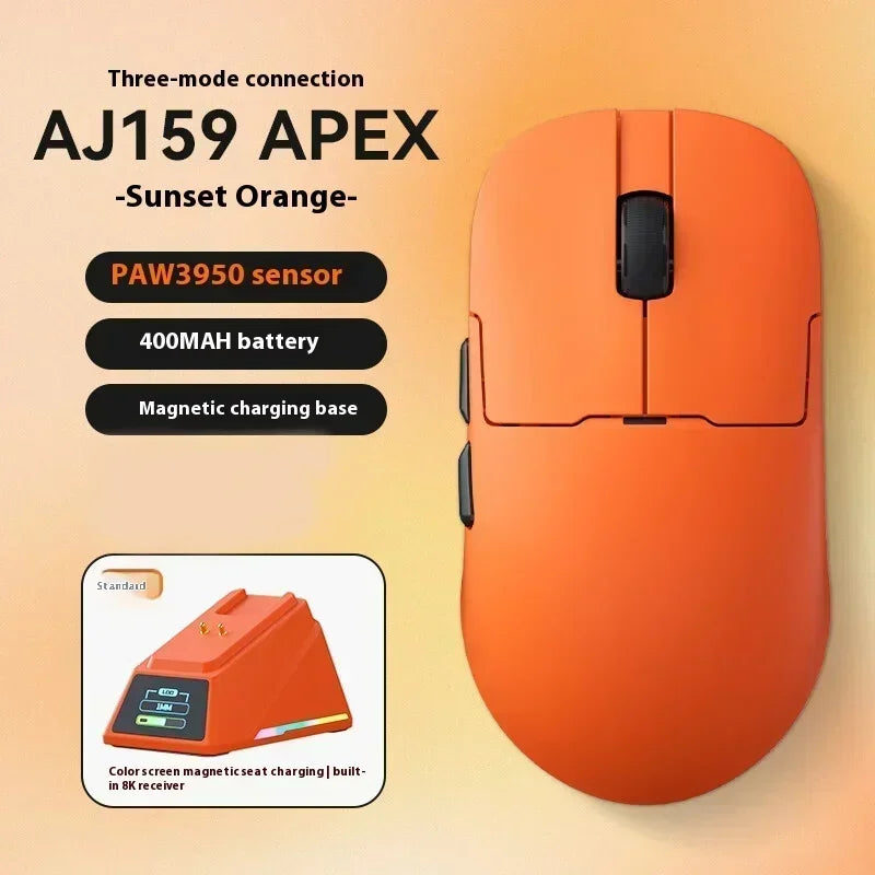 AJAZZ AJ159 APEX Mouse Tri Mode Wireless 8K PAW3950 Sensor Low Latency Gaming Mouse Charge Base Customize Lightweight Pc Gamer