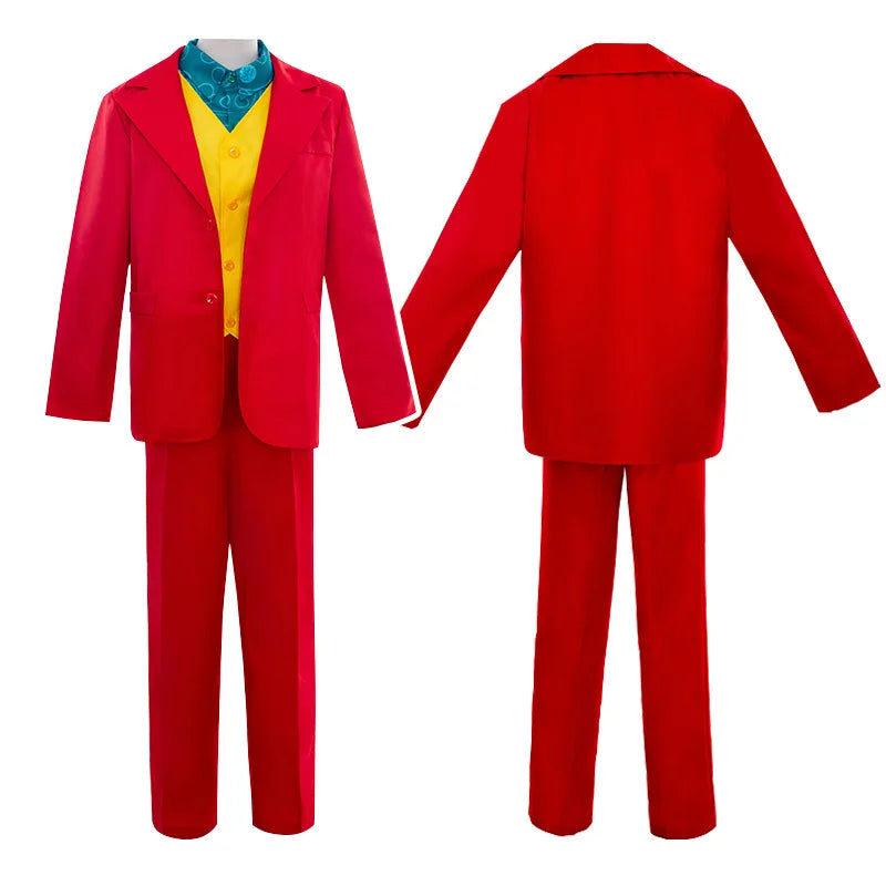 Joker Cosplay Costume Set - Joaquin Phoenix Arthur Fleck Clown Red Dipped Outfit with Green Wig - Personalized Uniform Ensemble