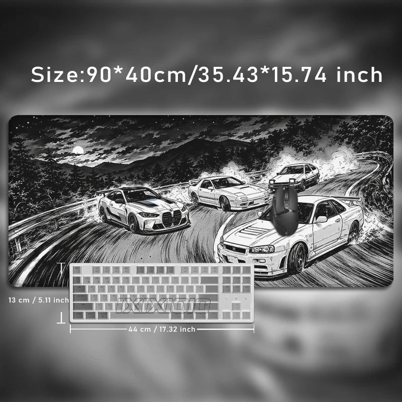 Black And White Drift Cars Mouse Pad Gamer XL HD Home Large New Mousepad XXL keyboard pad Carpet Gaming laptop Desktop Mouse Pad