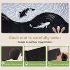 Tai Chi Koi Patterned Gaming Mouse Pad Non-Slip Rubber Base Precision Stitched Edges Waterproof Rectangular Desk Mat Office Game