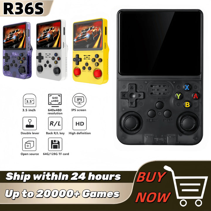 R36S Retro Handheld Video Game Console 3.5 Inch IPS Screen 128GB Portable Pocket Player Linux System Preloaded Games Boy Gift