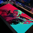 XXL Large Anti-Slip Rubber Mouse Mat One Piece Roronoa Zoro Gaming Mouse Pad Stitched Edge Desk Mat for PC Gamer Keyboard Laptop