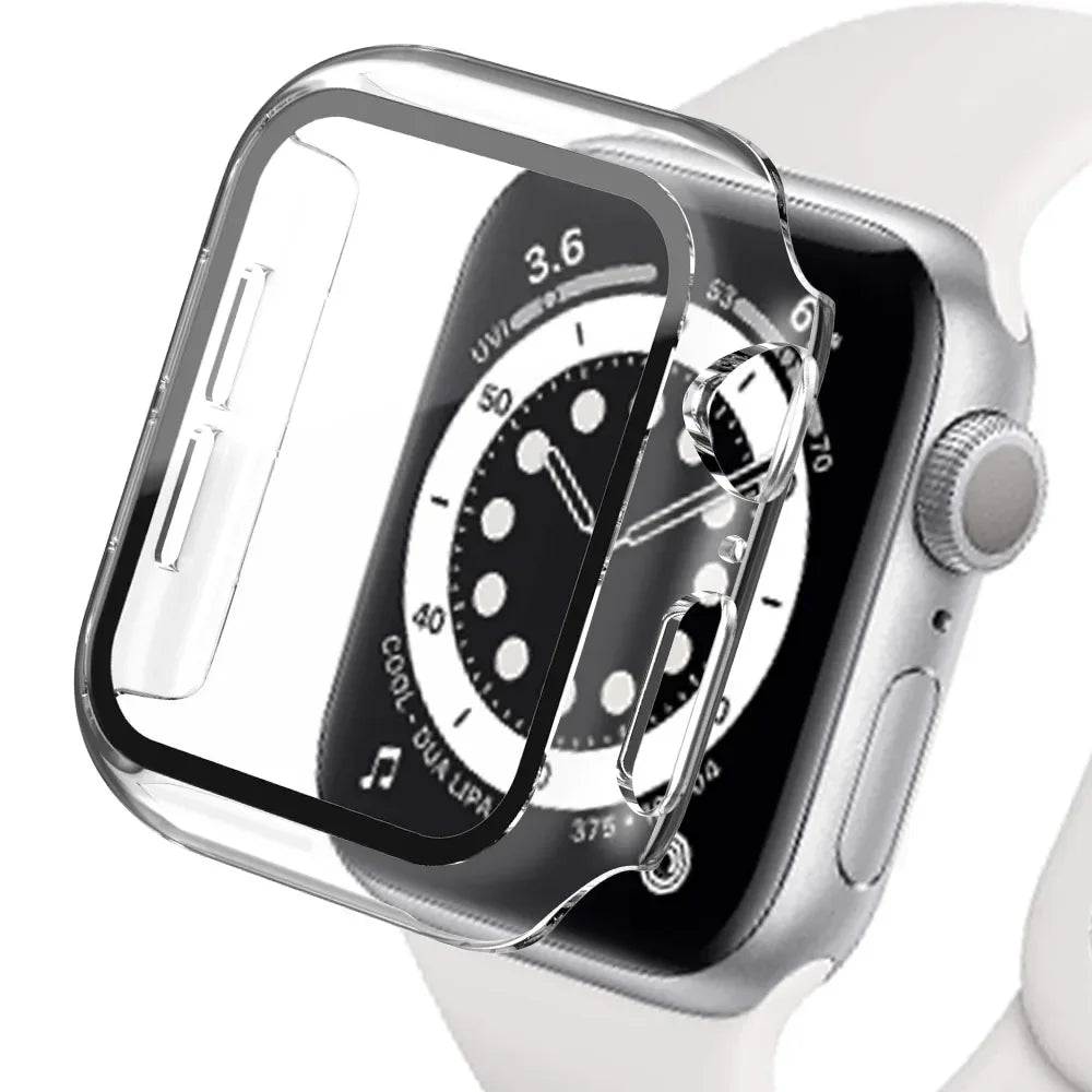 Tempered Glass+cover For Apple Watch Case Accessories 45mm 41mm 44mm 40mm 42mm Screen Protector Apple watch serie 9 4 5 6 SE 7 8