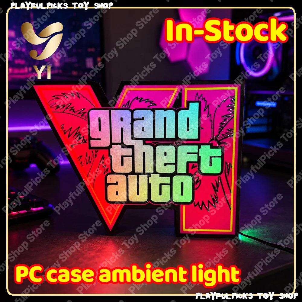 In Stock GTA 6 Horizon Ambient Light USB Cool Desktop & PC Case Decoration 3D‑Printed Ornament ARGB Faith Light Trendy Gift