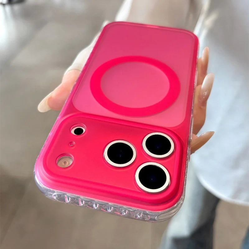 Luxury Laser Aurora Gradient For Magsafe Phone Case For iPhone 18 15 16 17 Pro Max Magnetic Wireless Charging Hard Bumper Cover