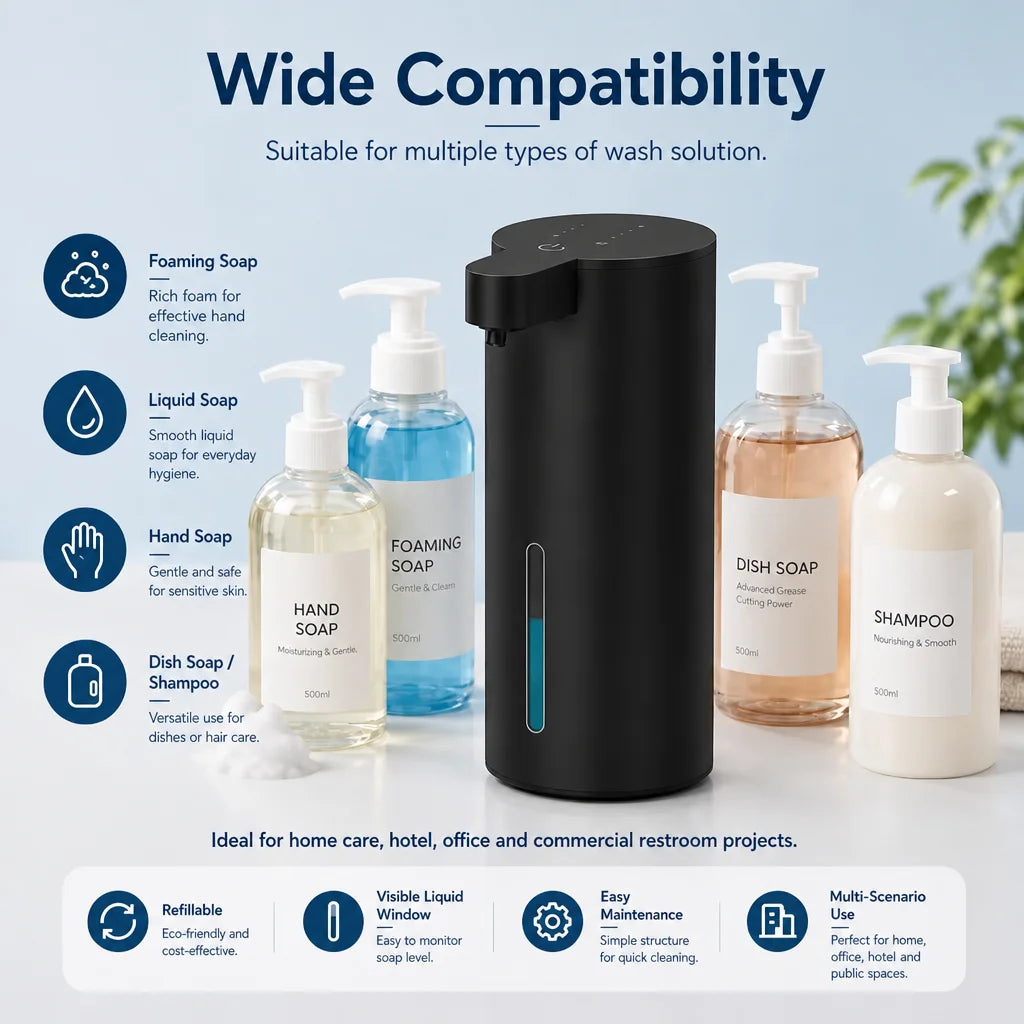 Automatic Soap Dispenser Stainless Touchless Rechargeable Hand Sanitizer Shampoo Detergent Dispenser for Kitchen Bathroom Toilet