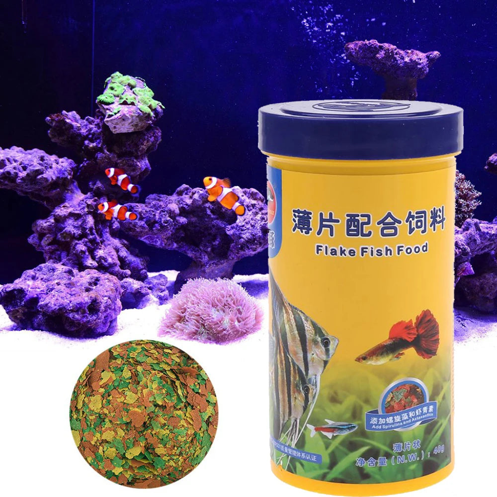 NEW Fish Food Pellets Small Ornamental Fish Growth Mini Pellet Balanced Diet High Protein Spirulina Color Enhanced Formula