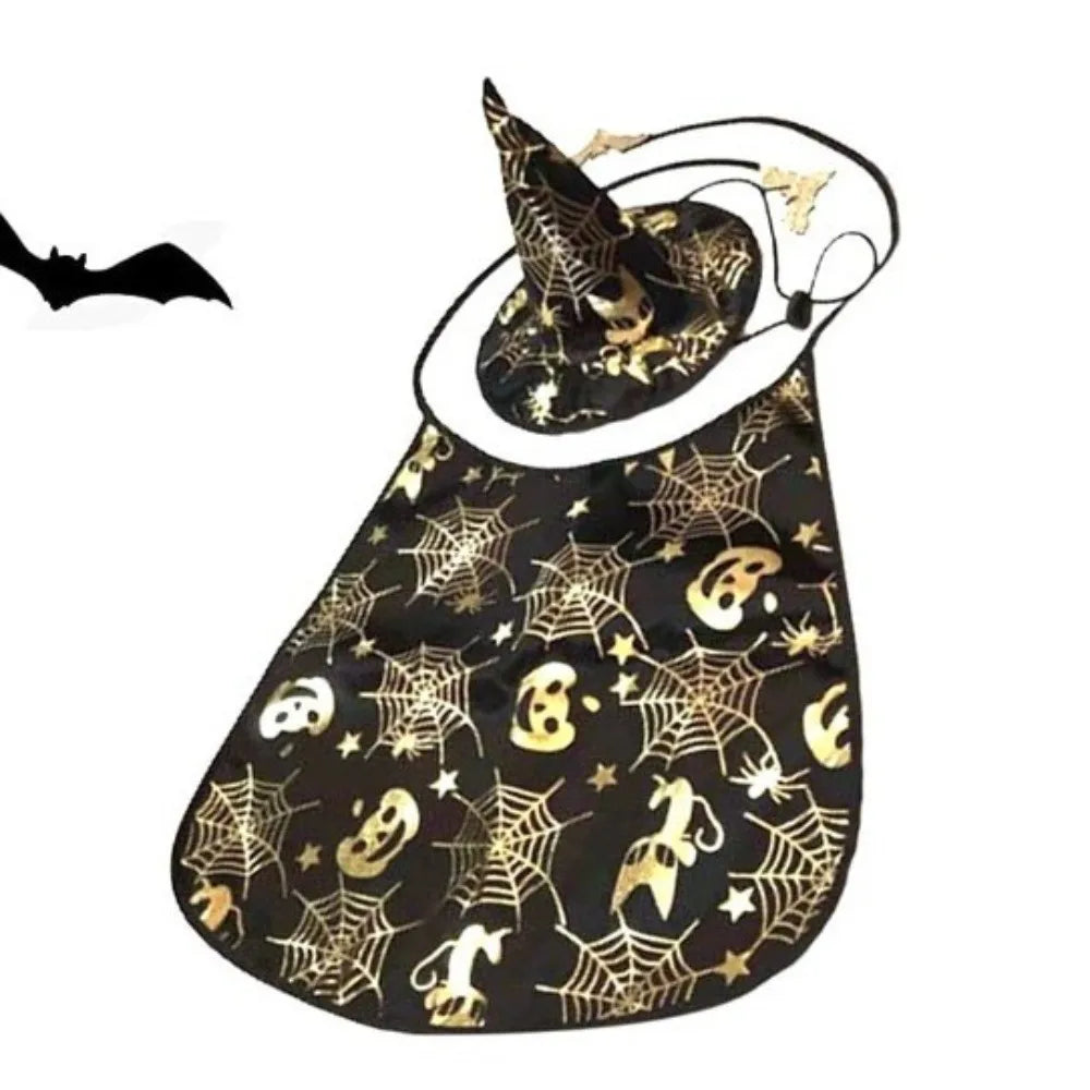 Funny Pumpkin Pet Halloween Costumes Cape Adjustable Soft Cats Cosplay Clothes Bat Black Halloween Pet Apparel Party