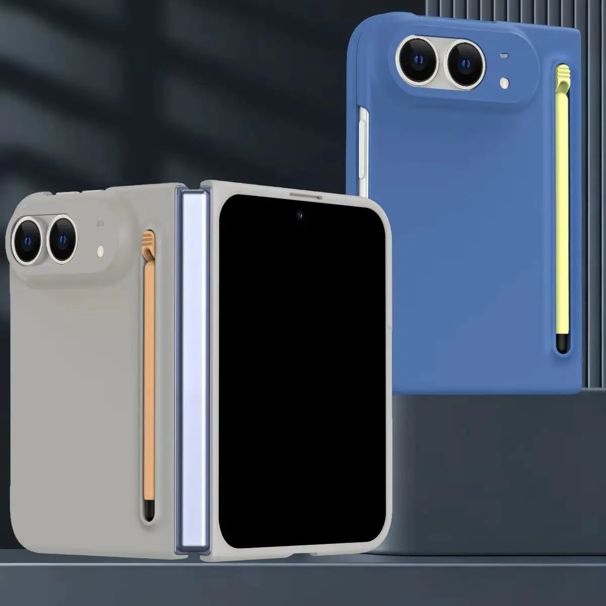 Matte S-Pen Case for iPhone Duo Fold Cover with Built-in Tempered Glass Screen Protector Skin-Friendly Anti-Fingerprint