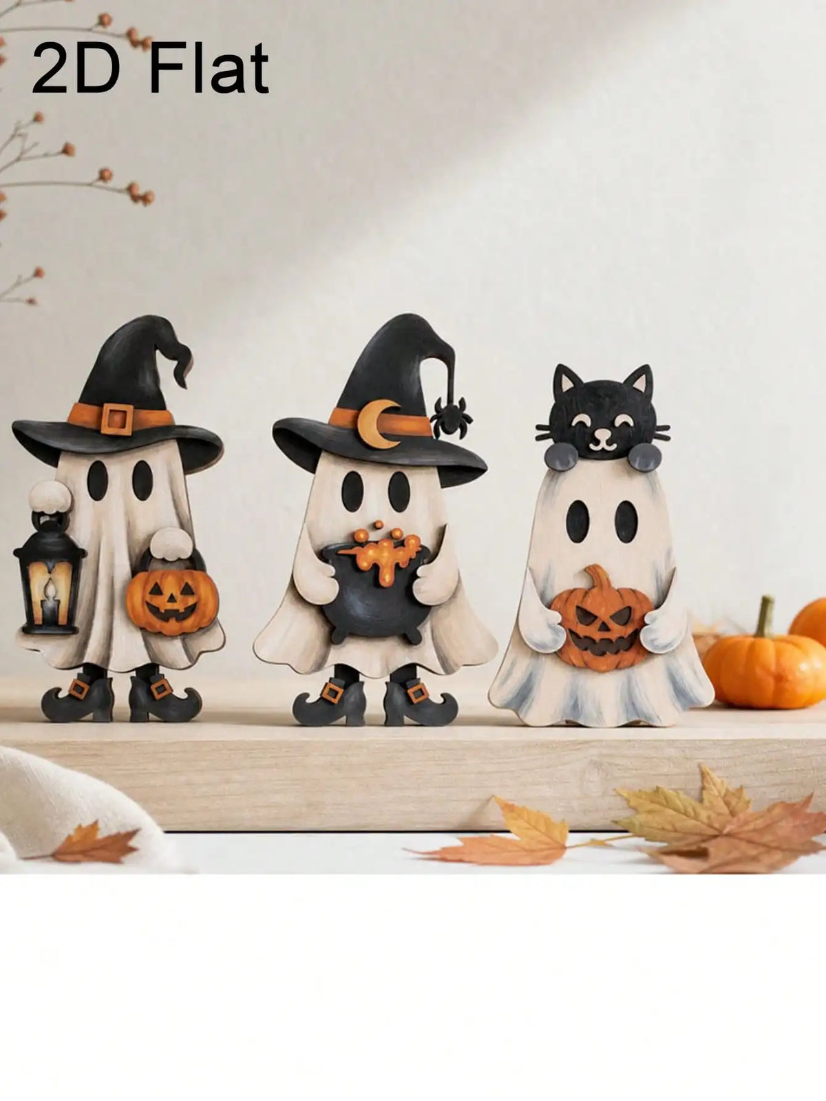 Wooden Autumn Three-Piece Decorative Ornaments, Cute Autumn Shelf Decorations, Suitable for Halloween, Christmas, Thanksgiving Table Decorations, Office Desk, Living Room, Dining Room Decorations, Home Decor, Party Decoration