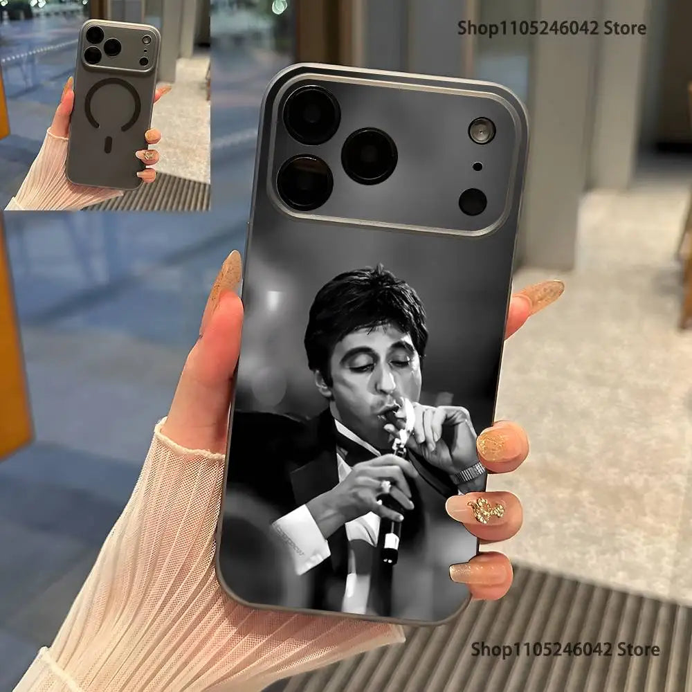 Scarfaces The World Is Yours Magnetic Wireless Charging Transparent gray Phone Case For iPhone 17,16,15,14,13,12,11,Pro,Max,Plus