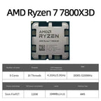 AMD Ryzen processor 7 7800X3D 8 cores 16 thorns R7 7800X3D CPU 4,2 GHz 5 nm 96 Mo 120 zenw DDR5 MHz MHz supply am5cpu game without fan